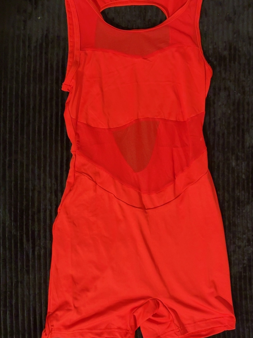 SHEIN Red One-Shoulder Mesh Panel Dress